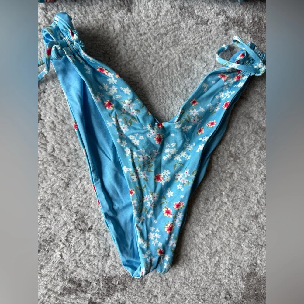Frankie's Bikinis Light Blue Floral Bikini